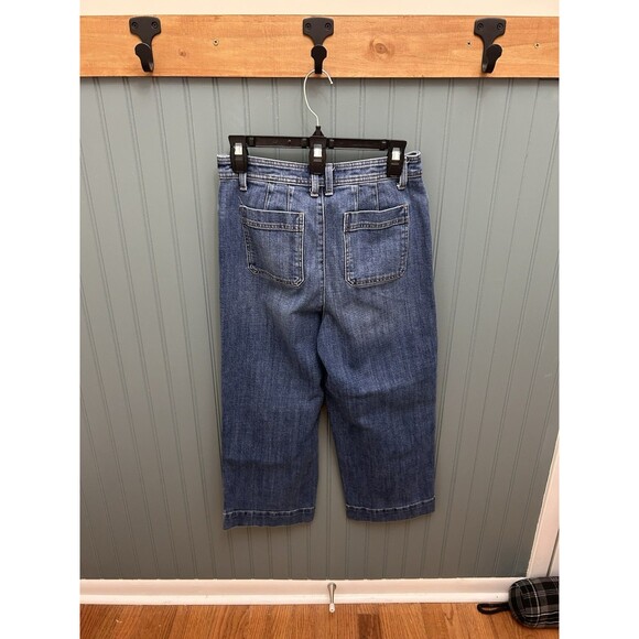 Talbots Jeans Womens‎ 4 Wide Leg Crop Med Dark Wash Baggy Loose Stretch Denim - Picture 3 of 8